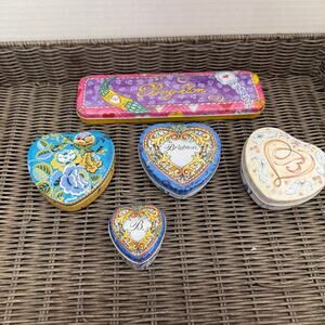 5 Brighton Collectible Jewelry Tins, Heart Rectangle Watch, Necklace TINS ONLY